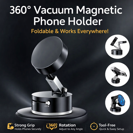 360° Vacuum Magnetic Phone Holder for Car, Home & Office – Strong Grip, Foldable Design