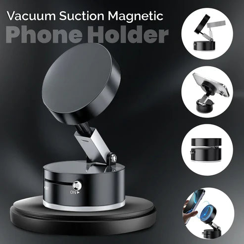 360° Vacuum Magnetic Phone Holder for Car, Home & Office – Strong Grip, Foldable Design